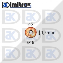 Дифтунга Ø  6 х Ø 18 х 1,5 mm медна
